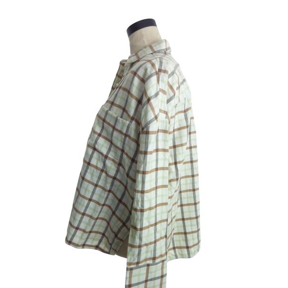 NWT Everlane Women The Boxy Flannel Shirt Pockets Plaid Brown - Picture 4 of 7